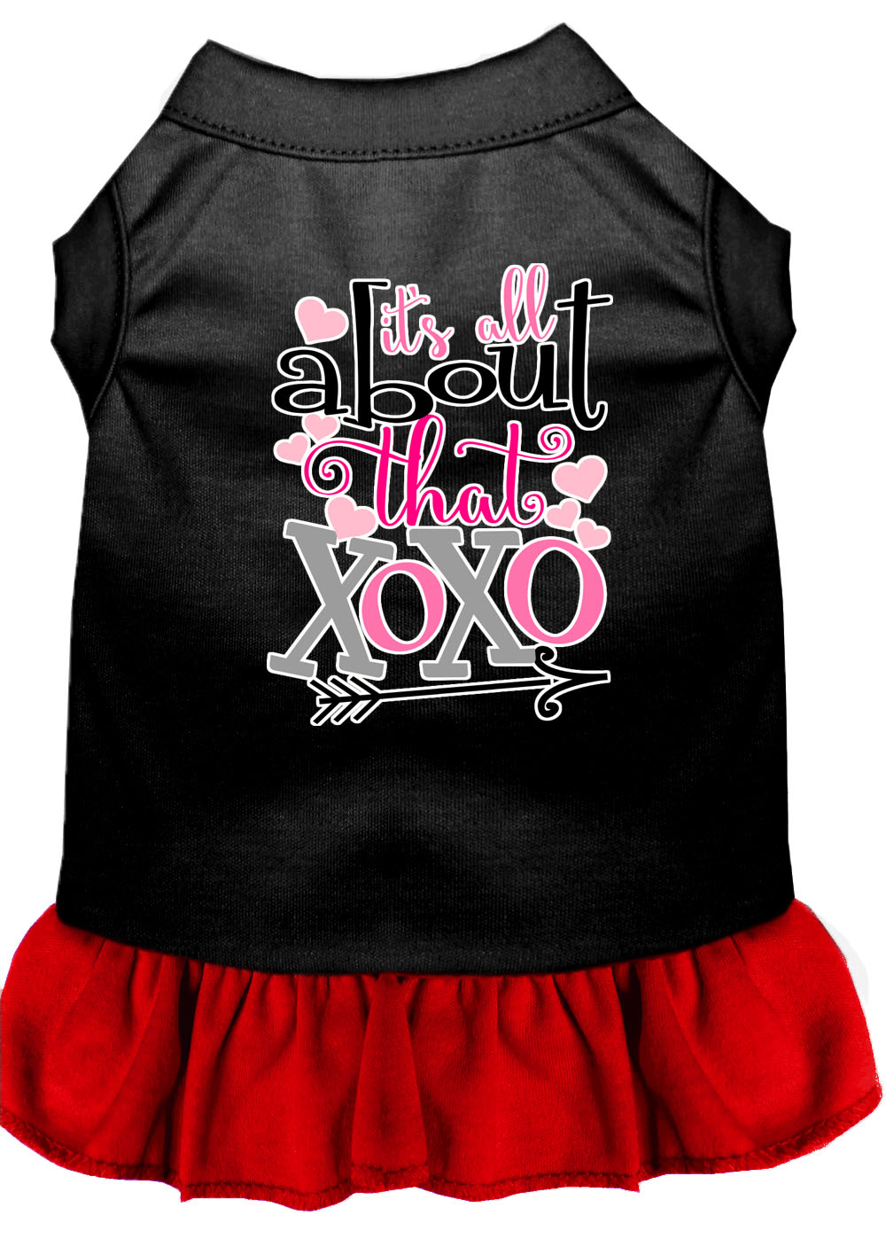 All about the XOXO Screen Print Dog Dress Black with Red Lg
